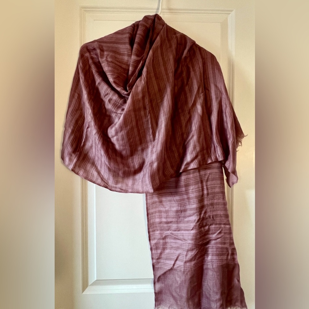 Authentic Semi-Pashmina Stole from Kashmir – Two-Tone Soft Wool Scarf (New)